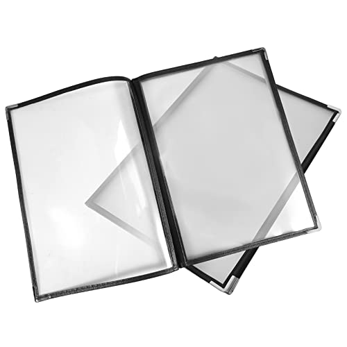 Pasuihcay 2Pcs Transparent Restaurant Menu Covers for A4 Size Book Style Cafe Bar 4 Pages 8 View