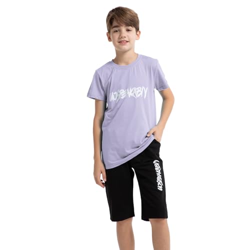 Image of amropi Boys Shorts Set Cotton T-Shirt and Short Pants 2 Pieces Summer Tracksuit for Age 2-12 Years