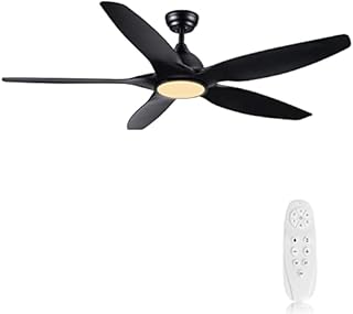 Newday Ceiling Fan with Light,60" Black Ceiling Lamp with Fan and Remote Control,24W LED Modern Mute Ceiling Fans for Bedroom,Living Room,3 Color Adjustable,DC Motor,5-Speed Wind Speed,