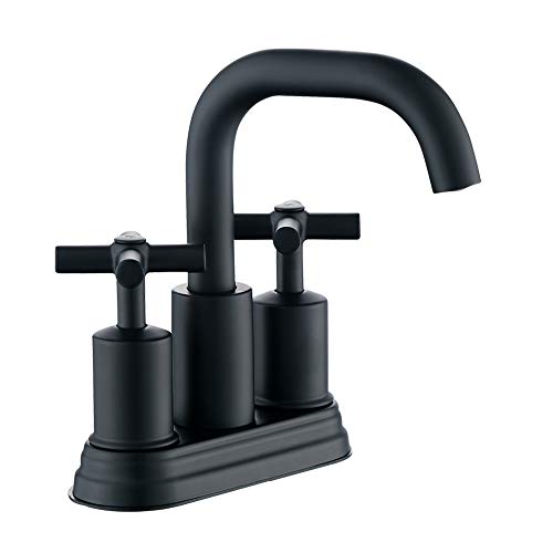 Duttao DF-4303CCH-MT 4 Inch 2 Handle Bathroom Sink Faucet with Push up PoP-up Drain, Meets UPC, IPC, NSF61-9, NSF 372, WaterSense Certified,Matte Black Finish