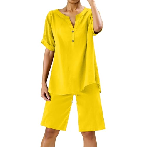 Ensemble 2 pièces femme fluide col en V et pantalon large à poches chic