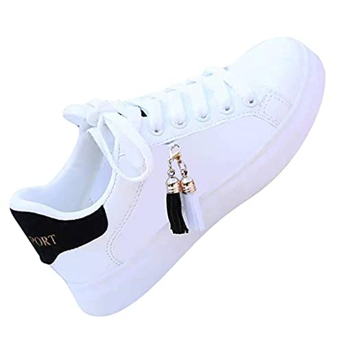 Hbeylia Leather Fashion Sneakers For Women Casual Lace Up Low Top Play Sneakers Platform Wedge Slip On Loafers Canvas Shoes Anti Slip Walking Running Shoes For Girls Work Nurse Outdoor Sports