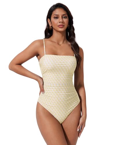 Image of SUUKSESS Women Sexy One Piece Swimsuit Tummy Control Square Neck Bathing Suit