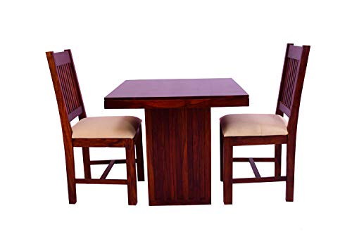 Image of Two Seater Dining Table with Two Cushioned Chairs (Sheesham Wood, Maching and Maple Finish)