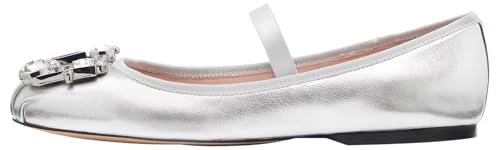 kate spade new york Women's Renata Mary Jane Ballet Flat, Silver, 8