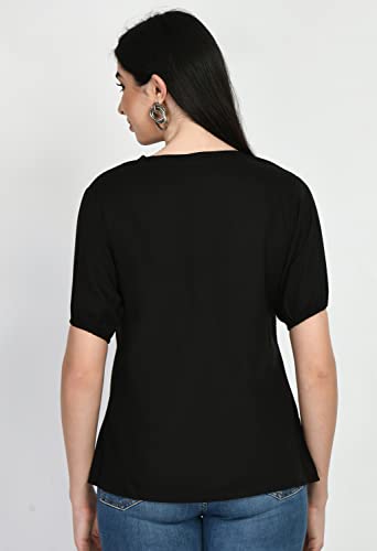 Image of Embroidered Women Rayon Black Embalished Tops