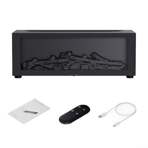 Sumsoctober Difusor de aroma de chimenea 3D, humidificador con control remoto, niveles de ruido por debajo de 55DB, para hogares, oficinas, estudios de yoga (negro)