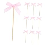 ULTECHNOVO 20 Stücke Obst Gabeln Tuch Weihnachten Picks Bogen Cocktail Picks Rosa Kuchen Zubehör