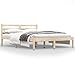 Bounv Massivholzbett Einzelbett Doppelbett Bettrahmen Bettgestell Kinderbett Jugendbett Seniorenbett Lattenrost Bett mit Kopfteil Kiefer 135x190 cm 4FT6 Double