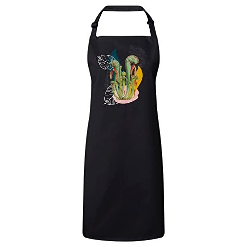 Tablier cuisine noir fleur tropicale exotique Drosera ajustable