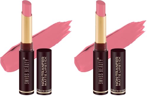 Image of Swiss Beauty Non-Tranfer Matte Lipstick, Smooth & Waterproof, Lilac Blush, 2g (Pack of 2)