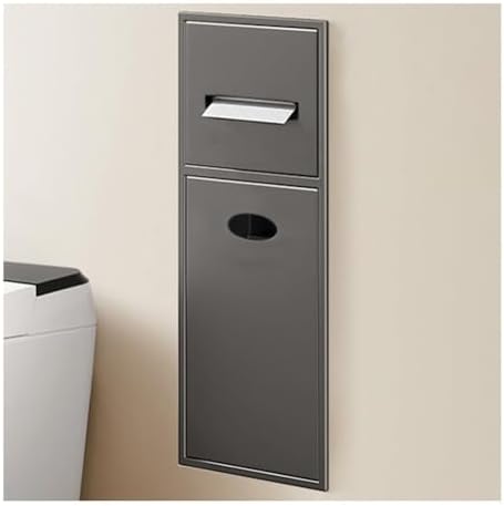 Modern Recessed Shower Niche with Double Shelves & Built-in Trash Can - Stylish Bathroom Storage Solution for Organized Spaces, Space-Saving Design for Efficient Use.