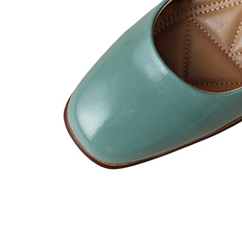 TinaCus Glossy Patent Leather Women's Round Toe Handmade Chunky Heels Trendy Pumps Shoes2