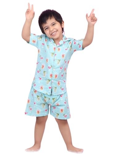 Image of POLKA TOTS Cotton Half Sleeves Shirt With Shorts, All Over Print Cord Set for Baby Boy Kids