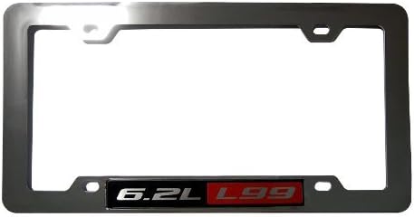 ERPART - Marco cromado para placa de matrícula con 6.2 L L99, color rojo y negro de aluminio real, emblema de matrícula compatible con GM General