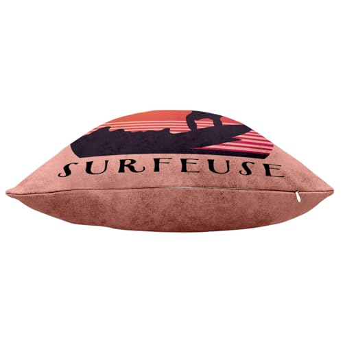 Coussin rose future surfeuse 40x40 cm housse incluse toucher cuir - 6