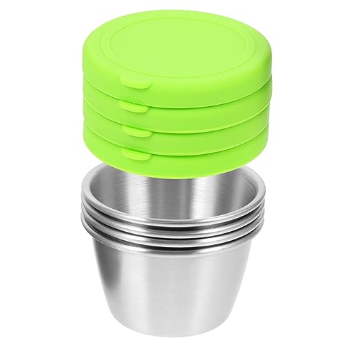 OKUMEYR 4sets Dipping Sauce Cups with Lids Seasoning Bowls for Salad Condiments and Snacks Portable Leakproof Containers for Home Use