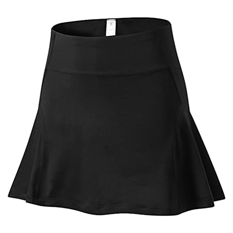 HZQIFEI Women's Active Sport Skirted Shorts Pleated Workout Sports Mini Tennis Golf Skirt with Pockets (Black, M) Cover
