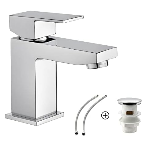 Bathroom Sink Taps, HEXMIXER Basin Mixer Tap Solid Brass Chromed Classic Mono Singe Hole Basin Taps (JJYAMA8OP492MBT) Cover
