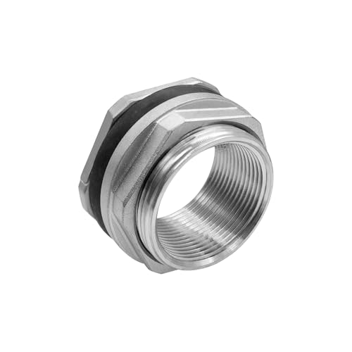 Fitvell 304 Stainless Steel Bulkhead Water Tank Fitting 2" Female Thread Compression Bulkhead Adapter Thru-bulk Connector with Gasket for Bathtub and Sink by Fitvell - Used condition - Image 3