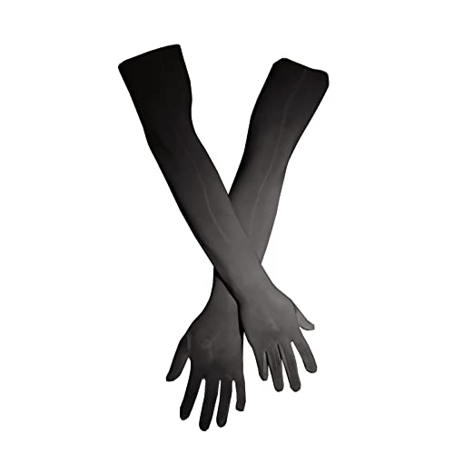 leesuo Women's Sexy 8D Oil Shiny Glossy Nylon Long Gloves Ladies Wedding Outdoor Party 5 Finger Gloves