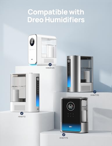 DREO Scale-Inhibitor Cartridge 3-Pack for Humidifiers, Compatible with Dreo Humidifiers HM512S/713/713S/717S, Prevent Mineral Build-up, Filter Hard Water, Eliminate White Dust