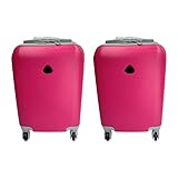 AC - Pack de 2 Maletas de Viaje rígida 4 Ruedas de abs, Trolley, Dura y Ligera, Cerradura de combinación numérica, Estudiantes - Fucsia Oscuro, 51 x 33 x 19 cm