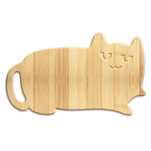 WEBEEDY Planche à Charcuterie Drôle avec Poignée Planche à Découper en Bois de Bambou en Forme de Chat pour Décor de Cuisine Mignon Plateau de Service pour...