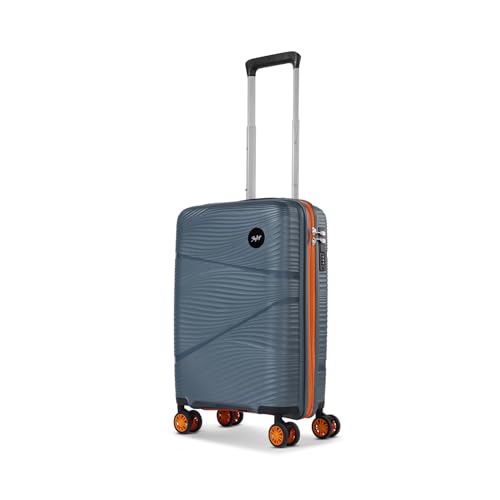 Image of Skybags Swirl Cabin Trolley Bag 56cm | Small Hard Luggage | 8 Wheels Suitcase for Travel | 3-Digit Combination Lock with Anti-Theft Zipper | Polypropylene | 3 Years Warranty - Unisex (Blue)