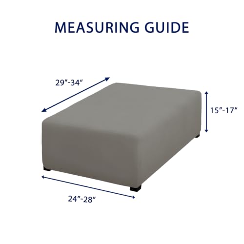 Image of PureFit Super Stretch Form Fit Ottoman Cover Rectangle - Ottoman Slipcovers for Foot Stool Cover & Folding Storage Slipcover for Living Room with Nonslip Elastic Bottom (Medium-L, Light Gray)