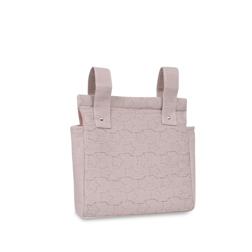 Danielstore Bolso Panera Carrito Bebe -Bolso Carro Bebe con Diseño Práctico y Funcional Cierre con Cremallera- Bolso Pañalera Bebe Personalizable Nombre Bebé Bordado (Rosa maquillaje estrellas)