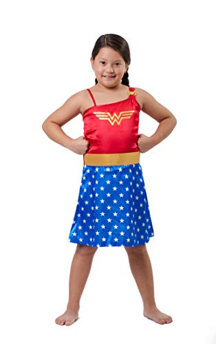 DC Comics Little Girls' Wonder Woman Costume Pajama Nightgown, Blue, 7/8