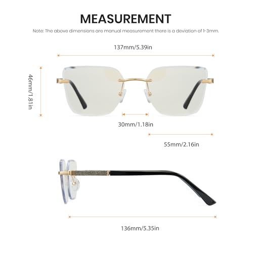 Cyxus Photochromic Glasses for Women with Blue Light Blocking 8347 | UV Protection, Eye Protection，Stylish Rimless Frame，Ideal for Computer Screen Daily Wear — view 6