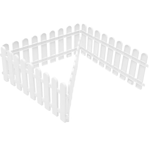 ibasenice Lot De 4 Clôtures Décoratives Blanches En Plastique Pour Jardin Et Patio, 50 Cm De Long x 20 Cm De Haut, Bordure De Jardin Extérieure Renforcée...