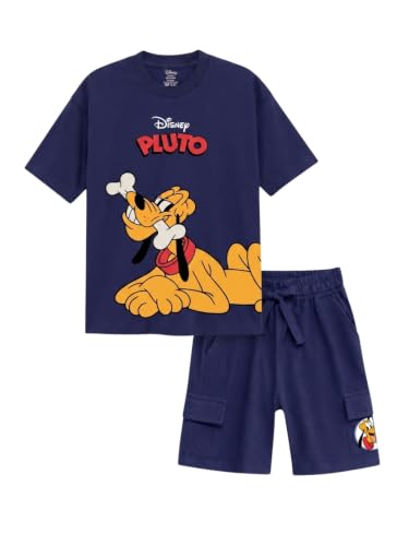 Image of Nap Chief Kids Cotton Official Disney Characters Print Co-Ord Set for Boys & Girls | Half Sleeve T-Shirt & Shorts Set | Soft Casual Summer Wear