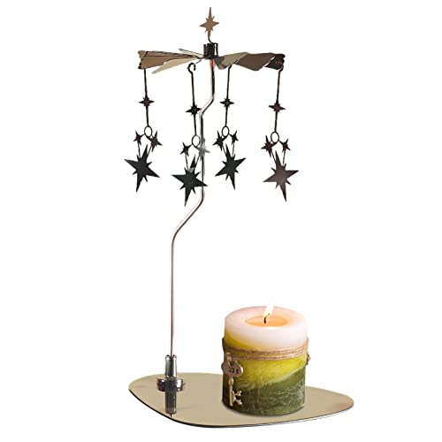 Portavelas giratorio, carrusel giratorio, juego de candelabros giratorios, acero inoxidable, aromaterapia, campanilla de viento, decoración del hogar