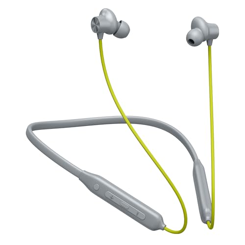 Kratos N4 Grey with Green Bluetooth Neckband with 52H Playtime, D...