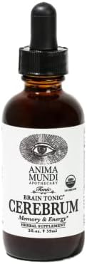 Anima Mundi Apothecary Cerebrum Brain Tonic - Cognitive Support Supplement - Liquid Drops with Lion's Mane and Ginkgo - Brain Booster Liquid Supplement for Memory Support (2oz / 60ml)