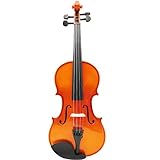 SUPERFICIE DE BUEN ASPECTO: la placa superior del violín de tamaño completo está hecha de madera maciza de abeto, y la placa trasera está hecha de arce. El cuerpo semi-pintado a mano hace que la pintura del violín sea suave pero no áspera, brindándote una buena experiencia sensual. Hace que los violines se vean más elegantes.