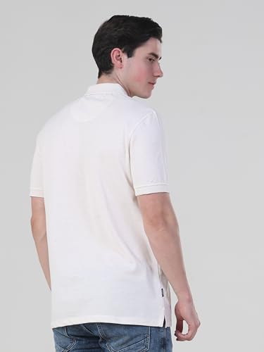 Image of TURMS Men's Casual Solid Polo T-Shirt, Odor Control, Stretchable & Breathable, Cotton Blend Fabric, Collared Neck, Half Sleeve