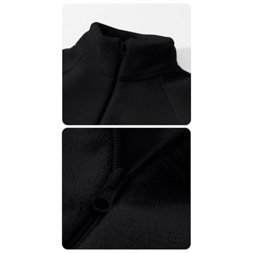 Kids Girls Boys Fleece Jacket Windproof Solid Full-Zip Stand Collar Outerwear Warm Thick Coat with Pocket3