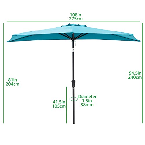 Helios&Hestia 270 cm halfronde parasol, halfrond terrasparasol, marktparasol, tuinparasol, balkonscherm met zwengel en… - Afbeelding 6