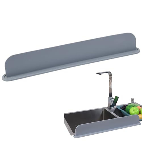 Protector contra salpicaduras de fregadero de cocina, barrera de agua extra larga de 52 cm para fregadero, protector de salpicaduras de agua de cocina de goma de silicona, barrera de agua para