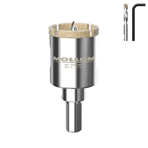 Image of MOLLOM 1-3 /16 inch (30mm) Diamond Hole Saw with 2 Pilot Drill Bit