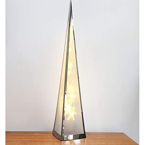 Luxa Ice Star Flower Pyramid with Warm White LED | Fairy Lights Silver Frame Mains Powered lamp (60cm) Cover