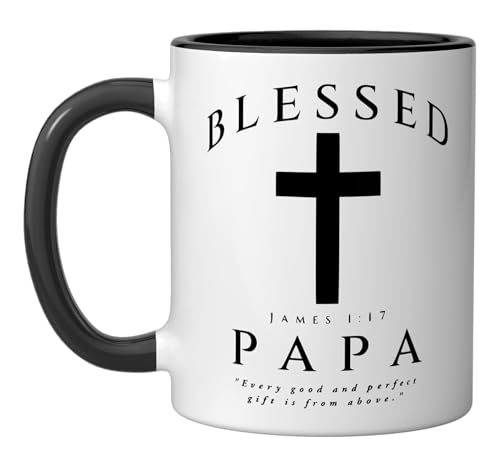Taza de cerámica con cita bíblica color negro y blanco miniatura 1