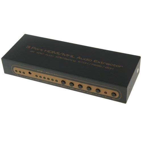 4K@60Hz HDMI Switch Audio Extractor with Optical Toslink & RCA L/R Audio Out, 3 Port HDMI Switcher Audio Splitter with Remote, Support UHD, HDR10, Dolby Vision, Atmos, 18Gbps, ARC