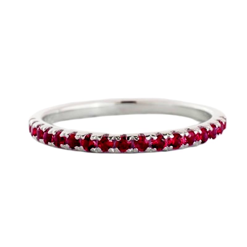 Bague d'éternité rubis rouge naturel et argent 925 étincelant de mille feux
