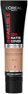 L'Oreal Paris Cover Liquid Foundation, With 4% Niacinamide, Long Lasting, Natural Finish, Available in 20 Shades, SPF 25, Infallible 32H Matte Cover, Shade 155, 30ml