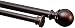 AmazonBasics 1" Double Extendable Curtain Rods with Round Finials Set, 72" to 144", Bronze